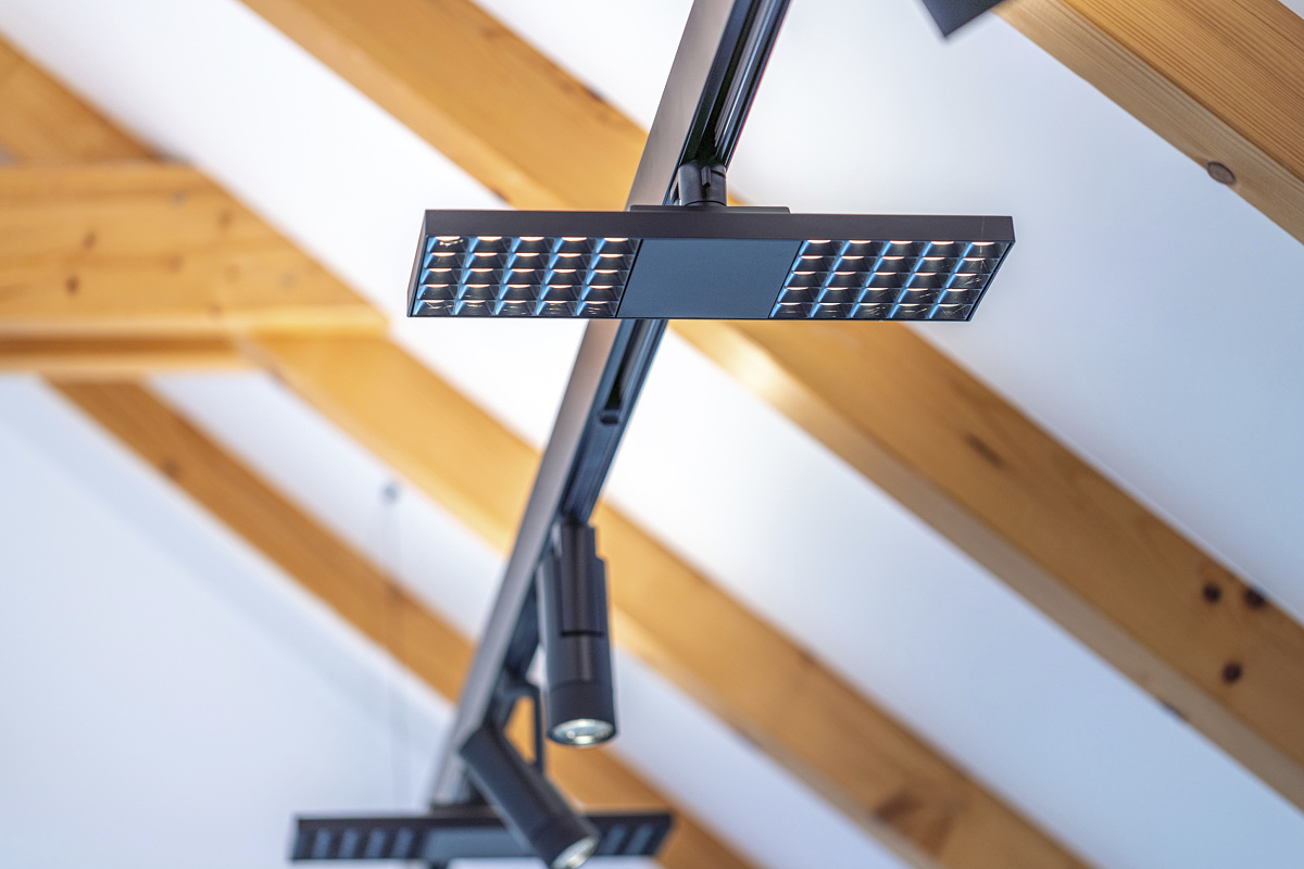 ERCO Jilly downlights on track, providing flexible office lighting.