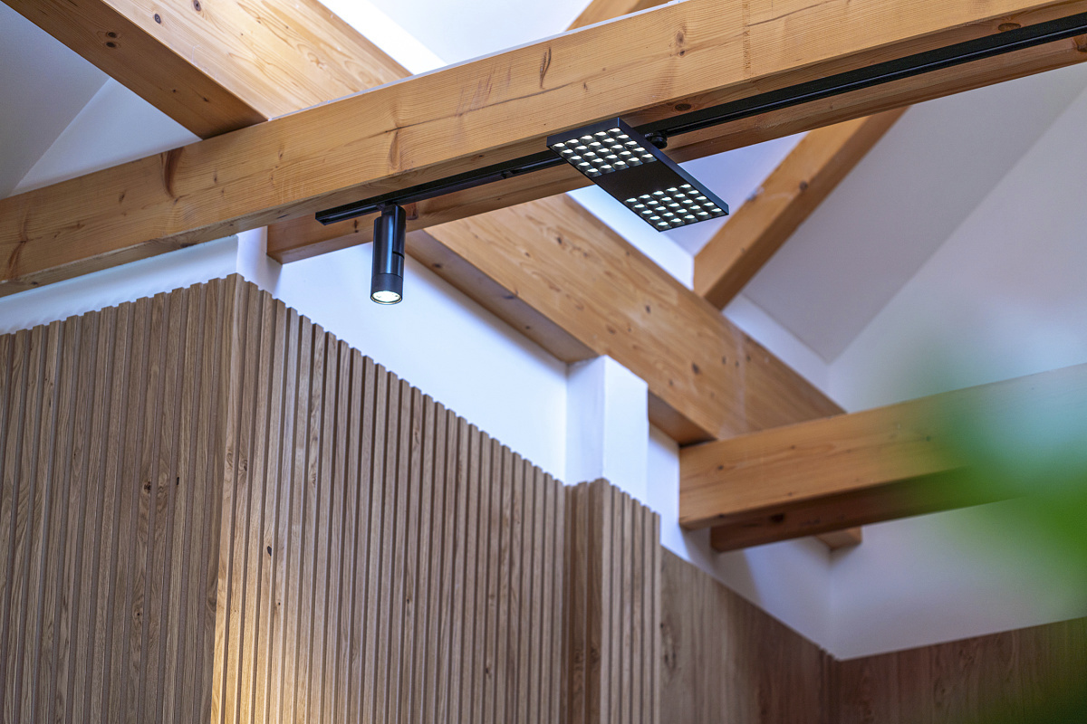 ERCO Jilly downlights on track, providing efficient office lighting at WLK Energy.