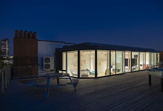 ERCO lighting at Zaha Hadids London office, enhancing flexible workspaces with adaptable light.