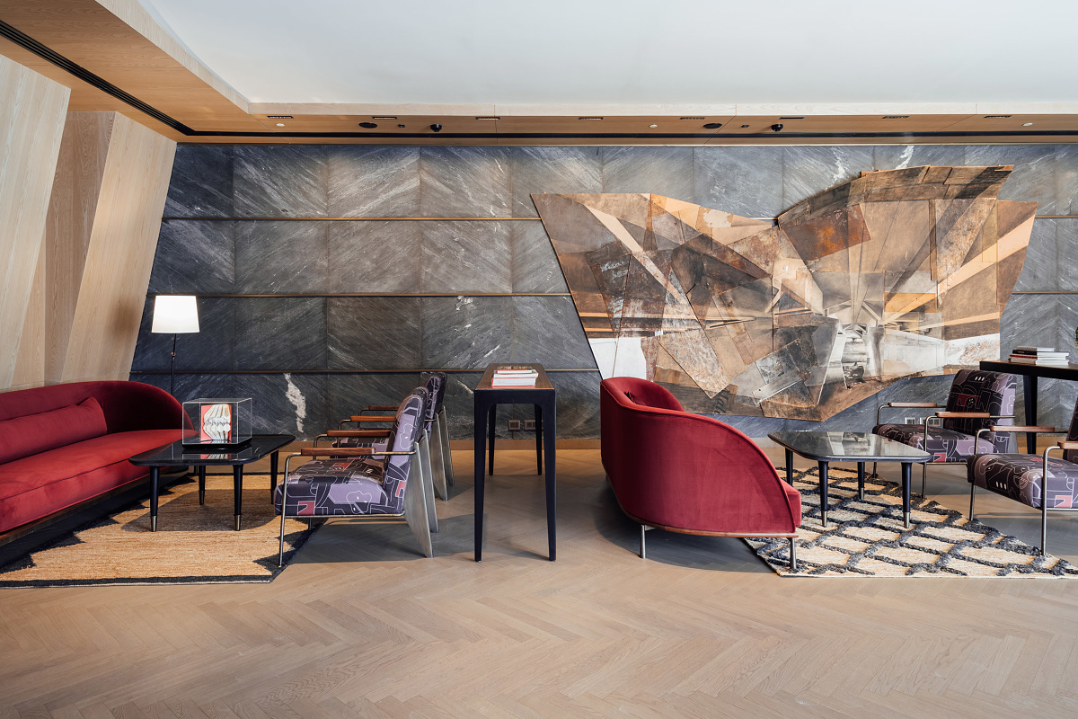 Zydus Cadila office lounge in Ahmedabad, featuring ERCO lighting for visual comfort.