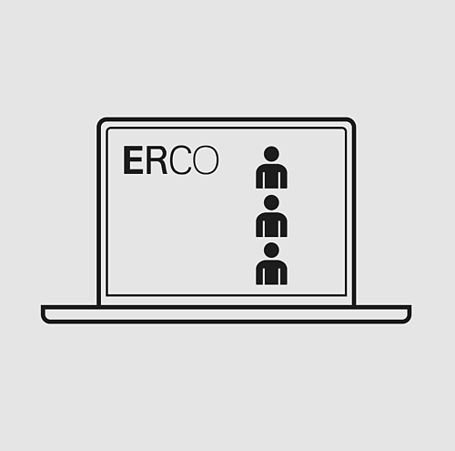 ERCO career portal on a laptop, showing job opportunities for career starters.